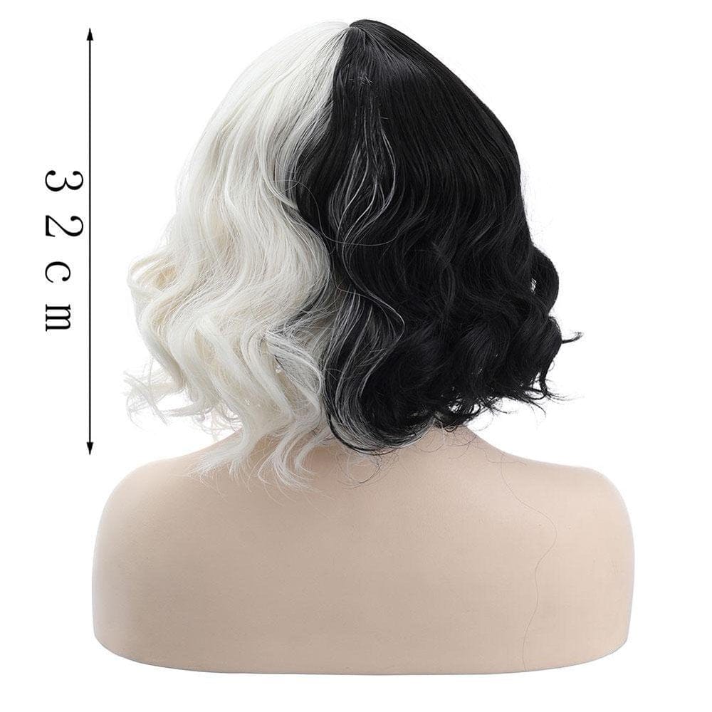 Women'S Half Black Half White Small Short Curly Cosplay Wig for Halloween Christmas Carnival Party Animals & Pet Supplies > Pet Supplies > Fish Supplies > Aquarium Lighting wartleves   