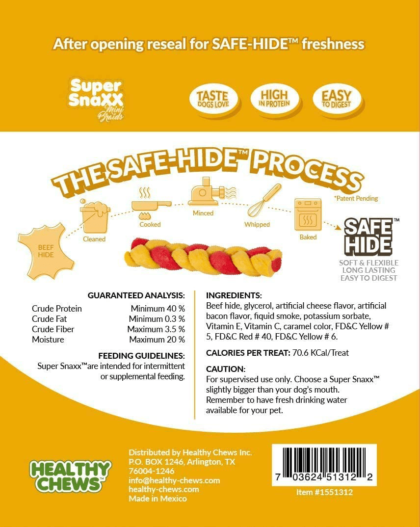 Wonder Snaxx Cheese & Bacon, Mini Braids, Dog Chews Made from Whipped Rawhide, Sm/Med, 8 Mini Braids Animals & Pet Supplies > Pet Supplies > Small Animal Supplies > Small Animal Treats Wonder Snaxx   