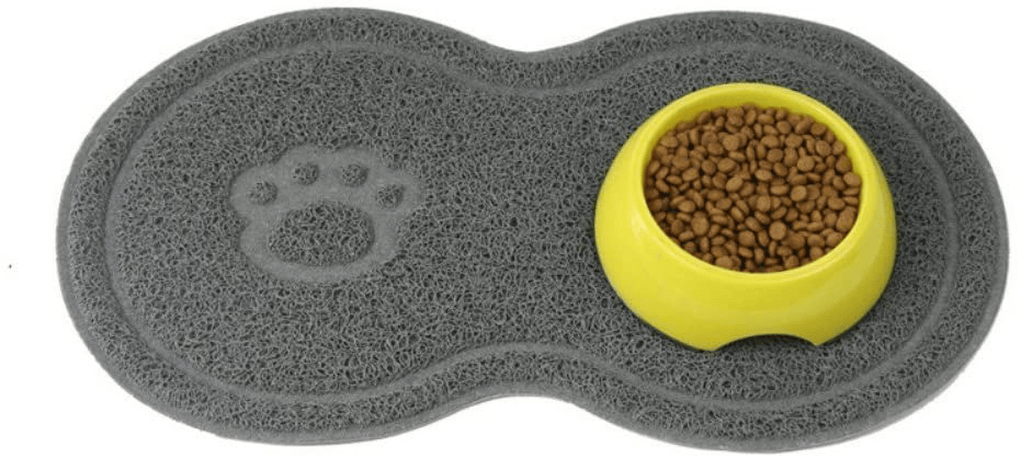 WONFAST Pet Cat Litter Box Mat, PVC Waterproof Paw and Bone Style Pet Feeding Mat Food Cleaning Mats,45 X 25CM Animals & Pet Supplies > Pet Supplies > Cat Supplies > Cat Litter Box Mats WONFAST Grey  