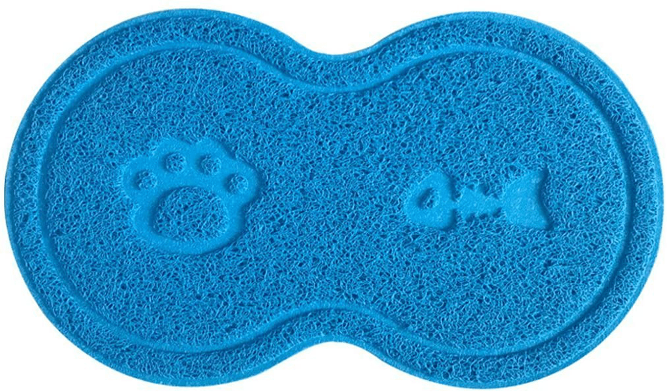 WONFAST Pet Cat Litter Box Mat, PVC Waterproof Paw and Bone Style Pet Feeding Mat Food Cleaning Mats,45 X 25CM Animals & Pet Supplies > Pet Supplies > Cat Supplies > Cat Litter Box Mats WONFAST Light Blue  