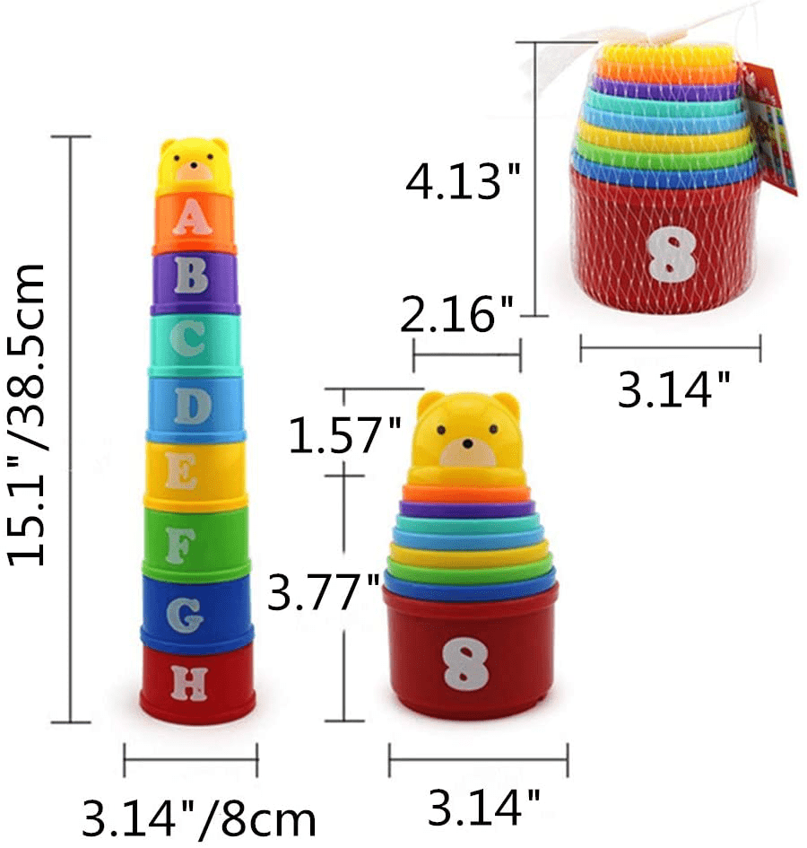 Wontee Bird Educational Stacking Cup Toy Colorful Training Treat Toys for Birds Parrots