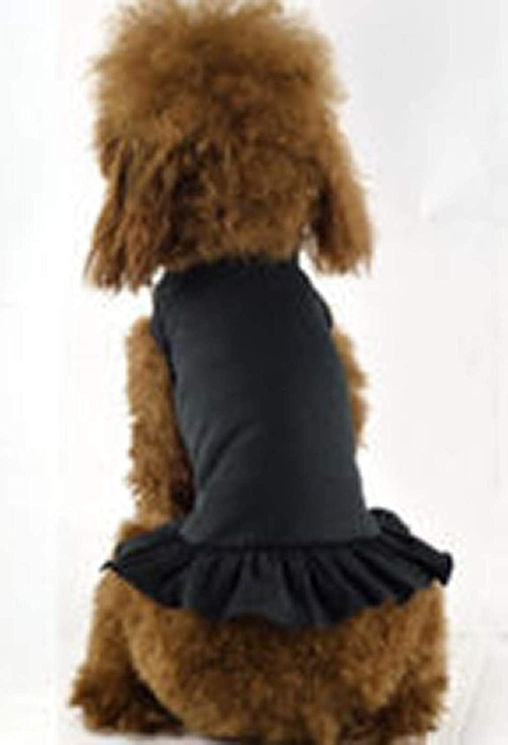 Woo Woo Pets Pet Shirts round Neck T-Shirt Ruffle Dress Clothes Cotton Outfit Puppy Jumper Doggie Pajama Dog Coat Pajamas Kitty Summer Costume for Small Medium Large Dogs and Cats Teddy Black XL Animals & Pet Supplies > Pet Supplies > Dog Supplies > Dog Apparel Woo Woo Pets   