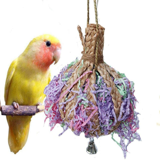 Wood Chips with Paper Strips Bird Chew Toy for Parrot Budgie Parakeet Cockatiel Conure Lovebird Finch Canary Cockatoo African Grey Macaw Eclectus Animals & Pet Supplies > Pet Supplies > Bird Supplies > Bird Toys COSARRETY   