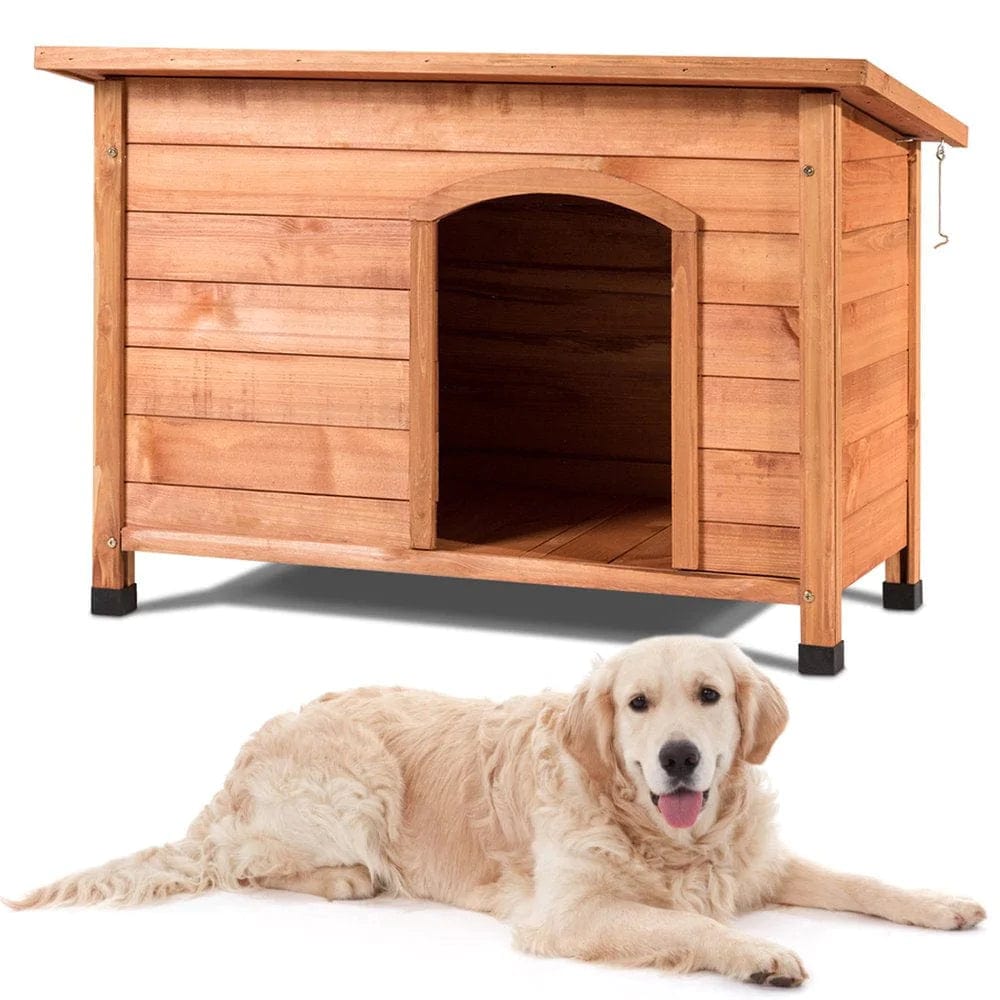 Wood Dog House Pet Shelter Large Kennel Weather Resistant Home Outdoor Ground