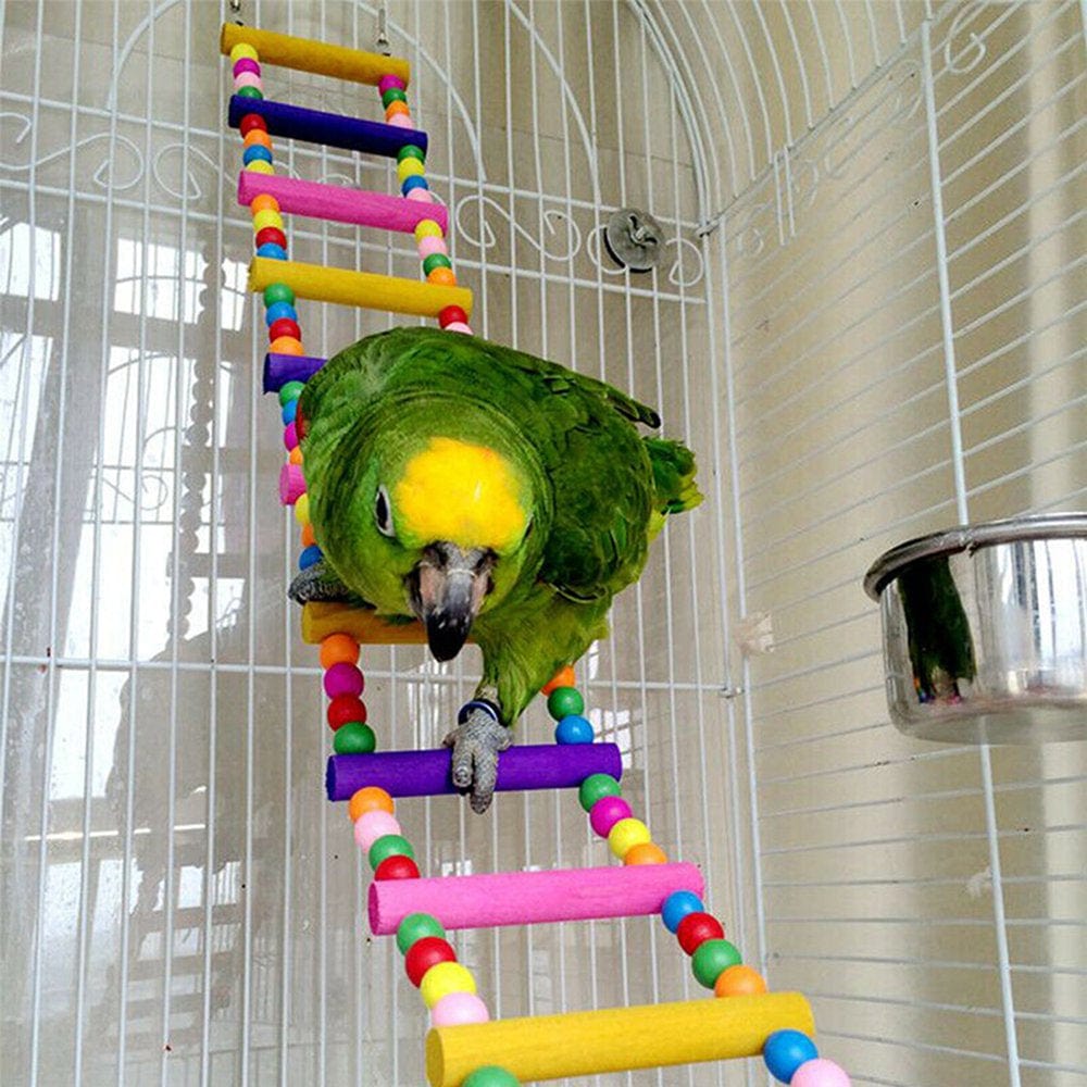 Wood Ladder Hanging Climbing Parrot Bird Toy Rope Harness Toys Parakeet Cableway Animals & Pet Supplies > Pet Supplies > Bird Supplies > Bird Toys LALLCAS   