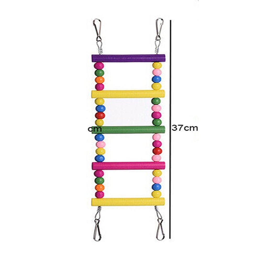 Wood Ladder Hanging Climbing Parrot Bird Toy Rope Harness Toys Parakeet Cableway Animals & Pet Supplies > Pet Supplies > Bird Supplies > Bird Toys LALLCAS 37cm/14.6"  