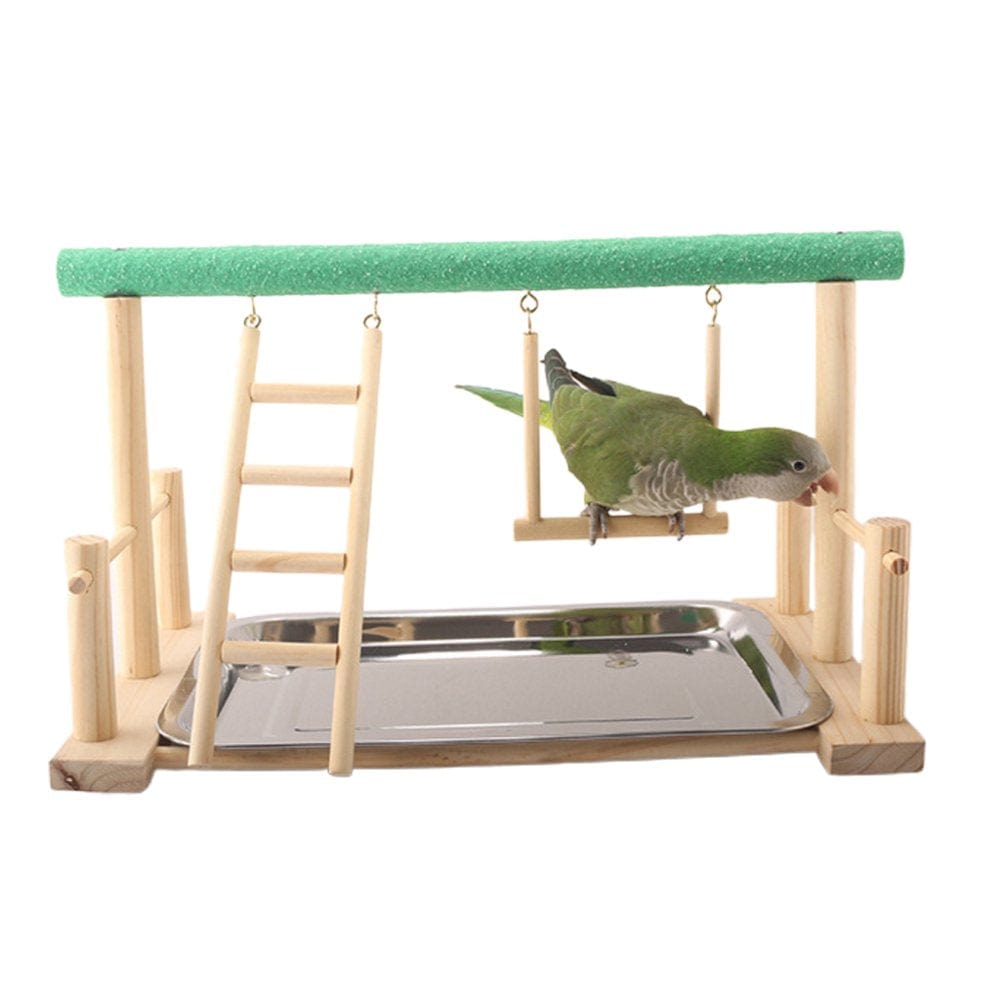 Wood Parrot Playstand Perch Playstand Gym Stand Playpen Ladder with Feed Cups Animals & Pet Supplies > Pet Supplies > Bird Supplies > Bird Gyms & Playstands Teucfsky   
