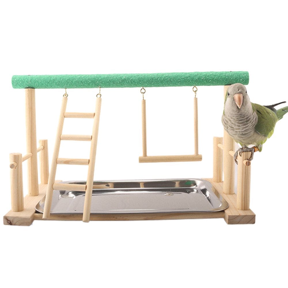 Wood Parrot Playstand Perch Playstand Gym Stand Playpen Ladder with Feed Cups Animals & Pet Supplies > Pet Supplies > Bird Supplies > Bird Gyms & Playstands Teucfsky   