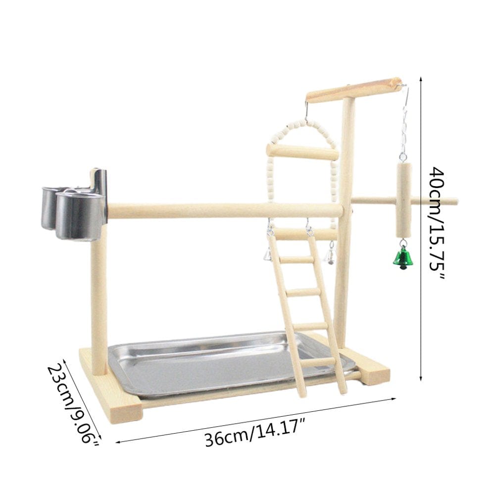 Wood Parrot Playstand Perch Playstand Gym Stand Playpen Ladder with Feed Cups Tray Cockatiel Bird Exercise for Play Toy Animals & Pet Supplies > Pet Supplies > Bird Supplies > Bird Gyms & Playstands SHEDIY   