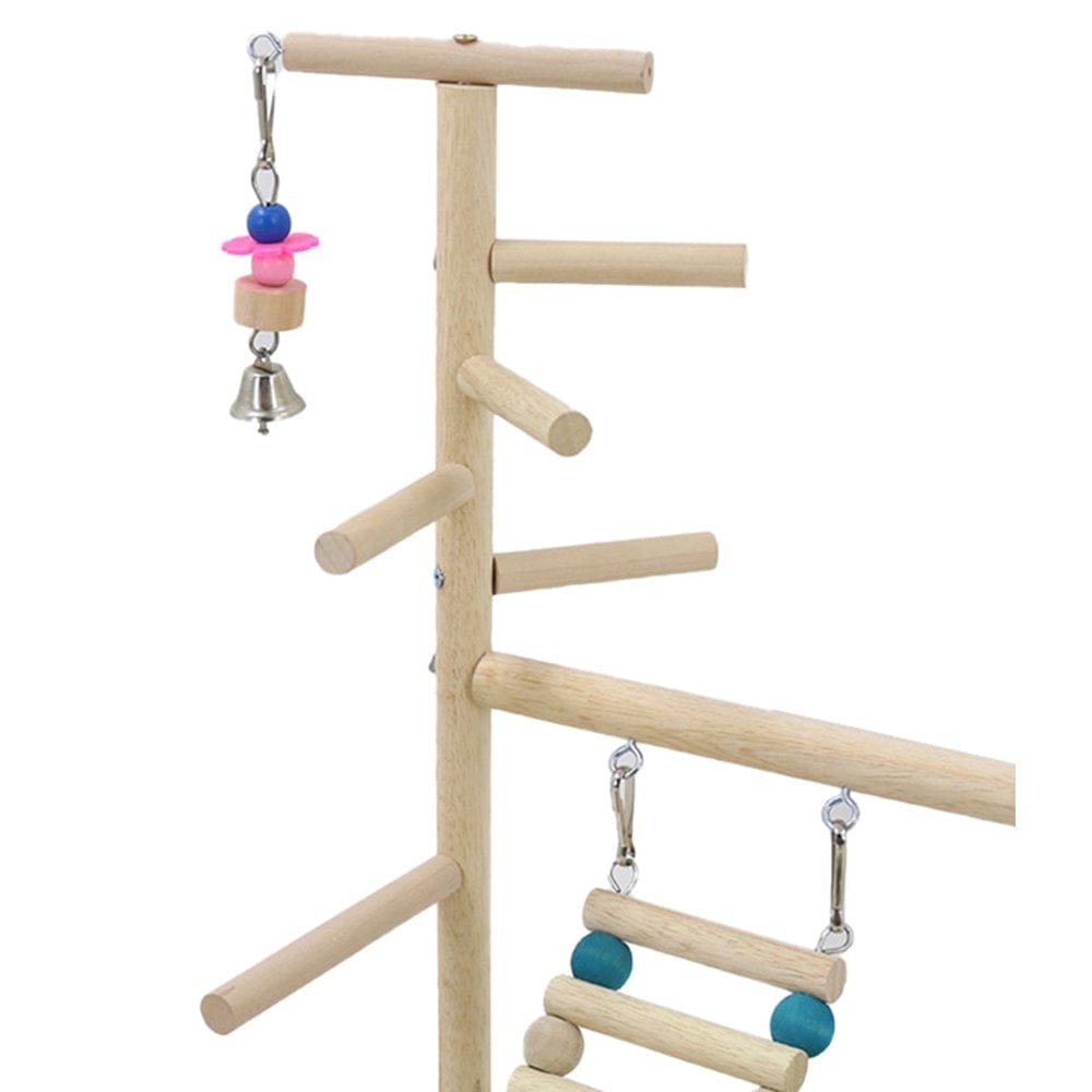 Wood Perch Gym Playpen Ladder with Feeder Cups for Lovebirds Parakeet Cage Gift for Bird Lover Easy to Use Clean Durable