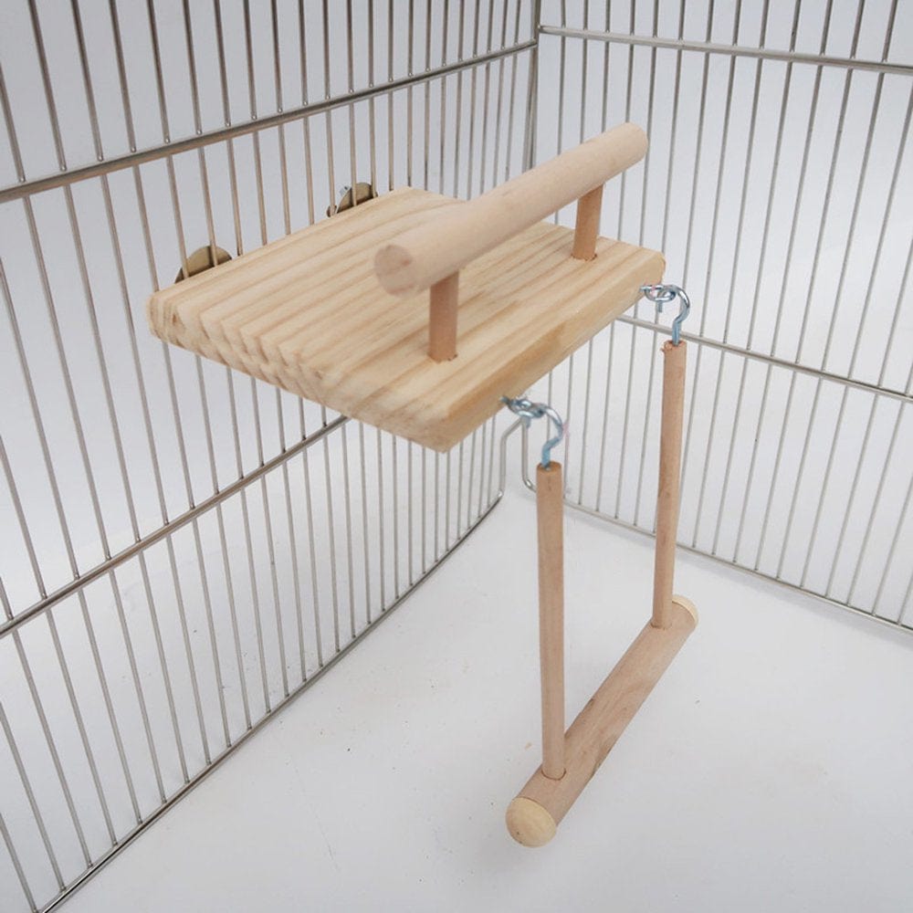 Wooden Bird Perches Cage Toys Hamster Play Gym Stand with Wood Swing Rattan Ball Ferris Wheel Chewing Toys for Lovebird Chinchilla Animals & Pet Supplies > Pet Supplies > Bird Supplies > Bird Gyms & Playstands CHANCELAND   