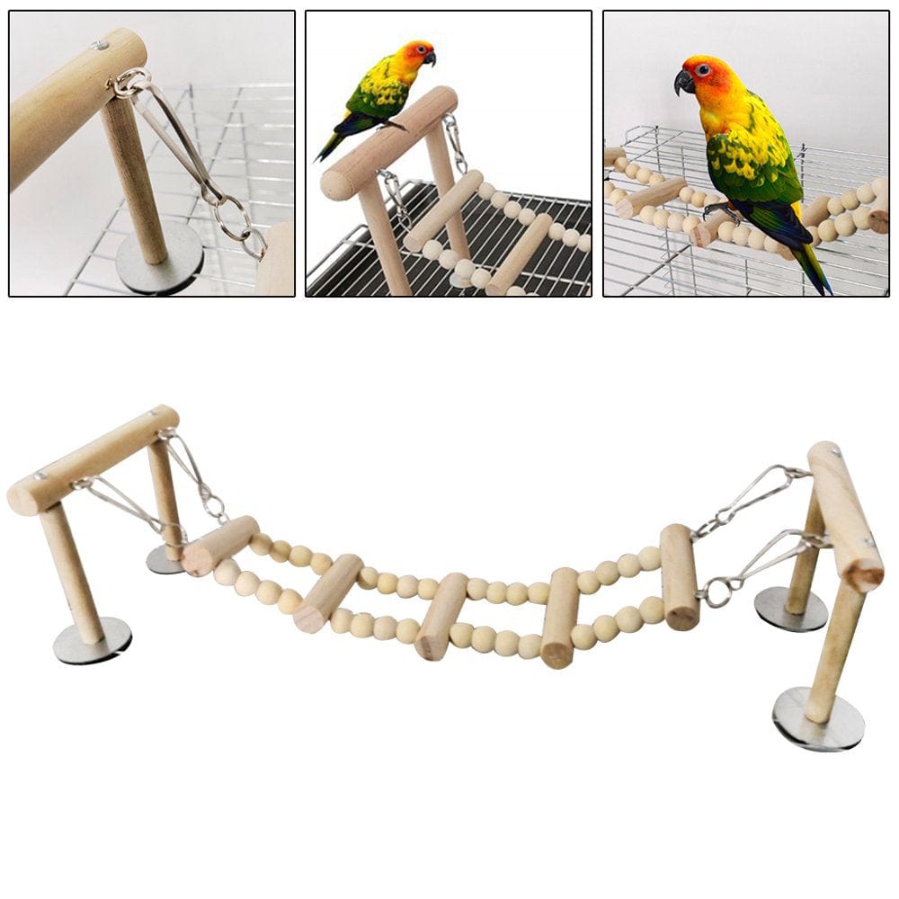 Wooden Bird Perches Stand Toys Parrot Swing Climbing Ladder Parakeet Cockatiel Lovebirds Finches Play Gyms Playground Animals & Pet Supplies > Pet Supplies > Bird Supplies > Bird Ladders & Perches YMILEMY   