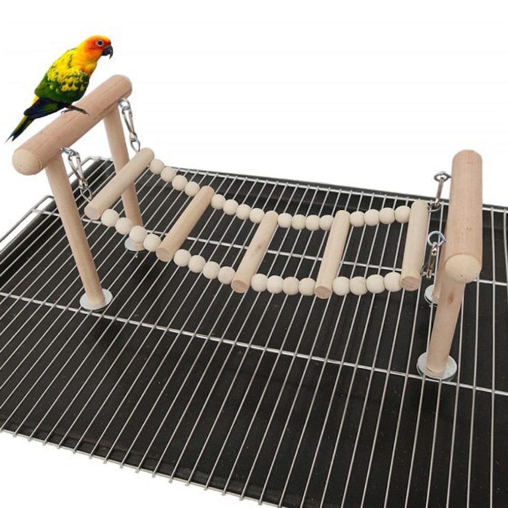 Wooden Bird Perches Stand Toys Parrot Swing Climbing Ladder Parakeet Playground