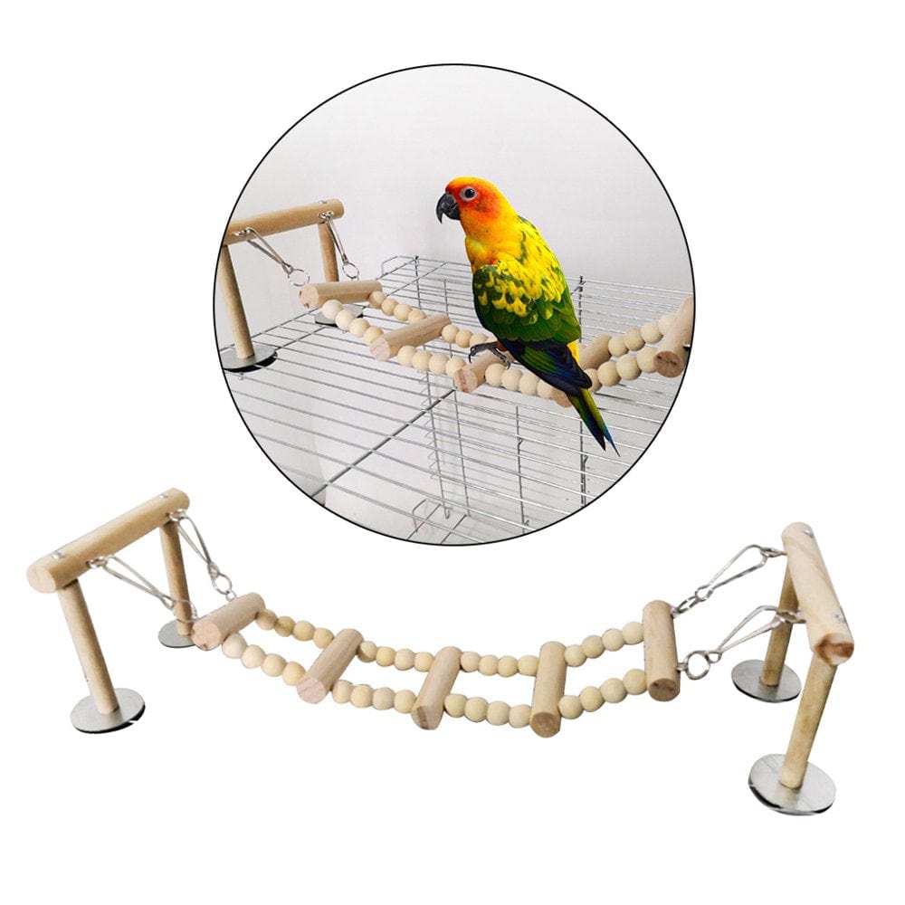 Wooden Bird Perches Stand Toys Parrot Swing Climbing Ladder Parakeet Playground Animals & Pet Supplies > Pet Supplies > Bird Supplies > Bird Ladders & Perches MINIPI   