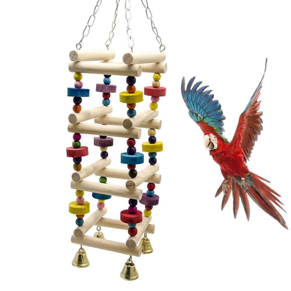 Wooden Bird Swings Ladders Toys Parrot Chewing Climbing Stand Perch Parakeets Playground Colorful Bite Blocks Animals & Pet Supplies > Pet Supplies > Bird Supplies > Bird Ladders & Perches JZROCKER   
