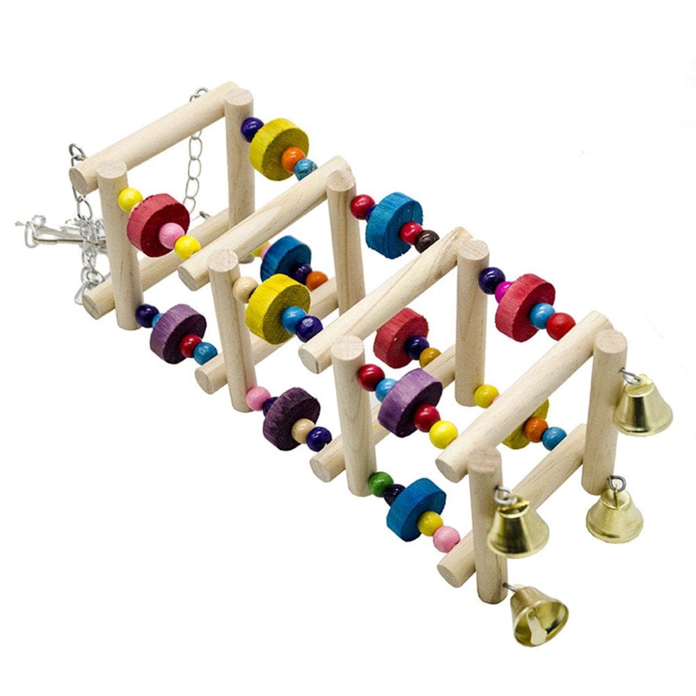 Wooden Bird Swings Ladders Toys Parrot Chewing Climbing Stand Perch Parakeets Playground Colorful Bite Blocks Animals & Pet Supplies > Pet Supplies > Bird Supplies > Bird Ladders & Perches JZROCKER   