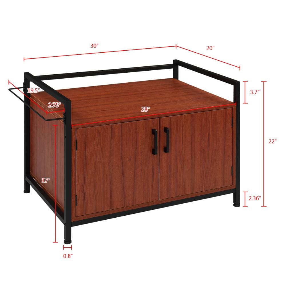 Wooden Cat Litter Box Enclosure, Washroom Storage Cabinet Bench, Side Table Furniture W/Magazine Rack - Red Brown