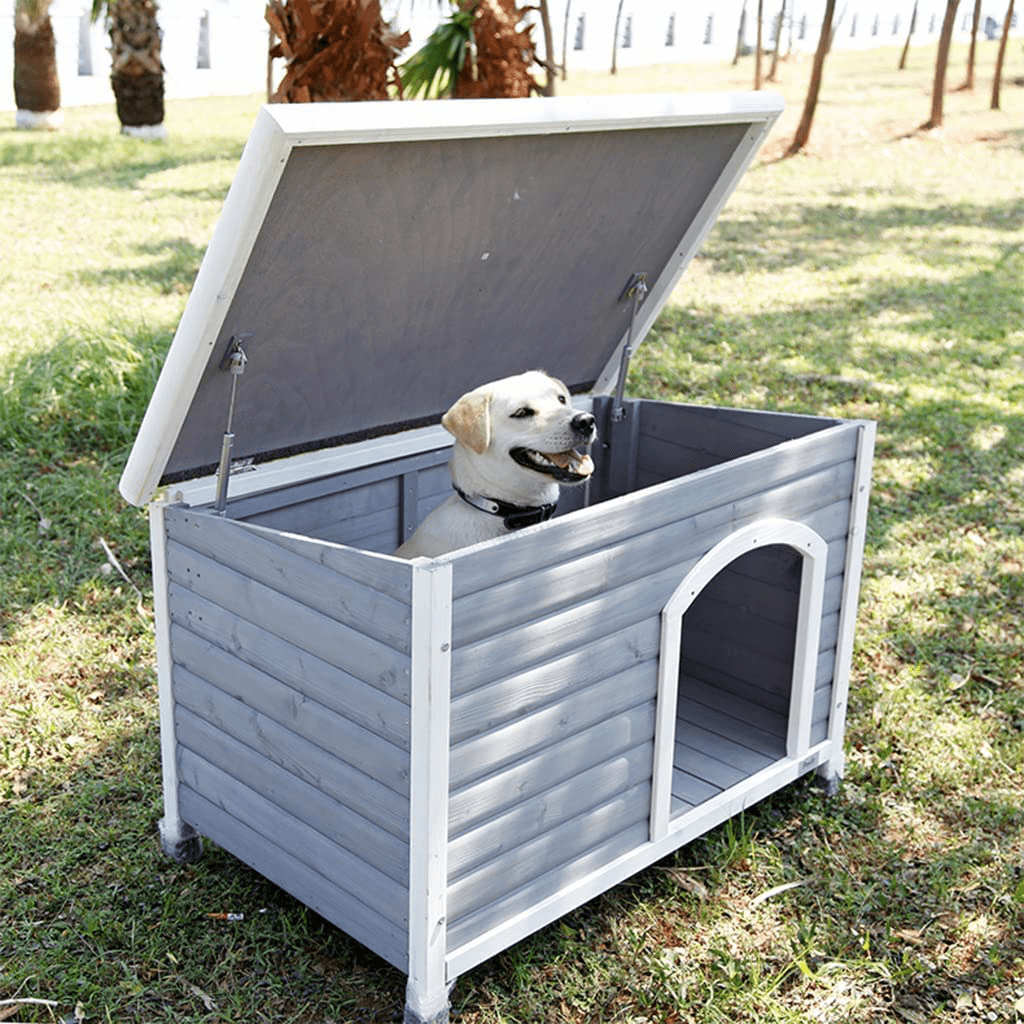 Wooden Dog Houses for Small Dog Medium, Outdoor Insulated Dog House, Weatherproof Puppy Shelter Kennel, Underground Dog House with Raised Feet