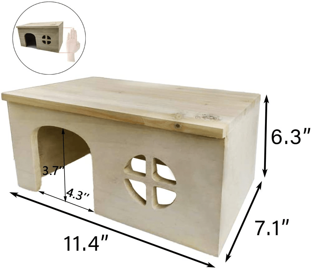 Wooden Hamster House,Natural Wood Hut Rat Hideout Habitat Decor Cage Accessories for Syrian Hamster Dwarf Mouse Small Animals