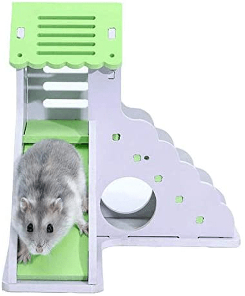 Wooden Hamster House - Pet Small Animal Hideout, Assemble Hamster Hut Villa, Cage Habitat Decor Accessories, Play Toys for Dwarf, Hedgehog, Syrian Hamster, Gerbils Mice Animals & Pet Supplies > Pet Supplies > Small Animal Supplies > Small Animal Habitat Accessories Hesderty   