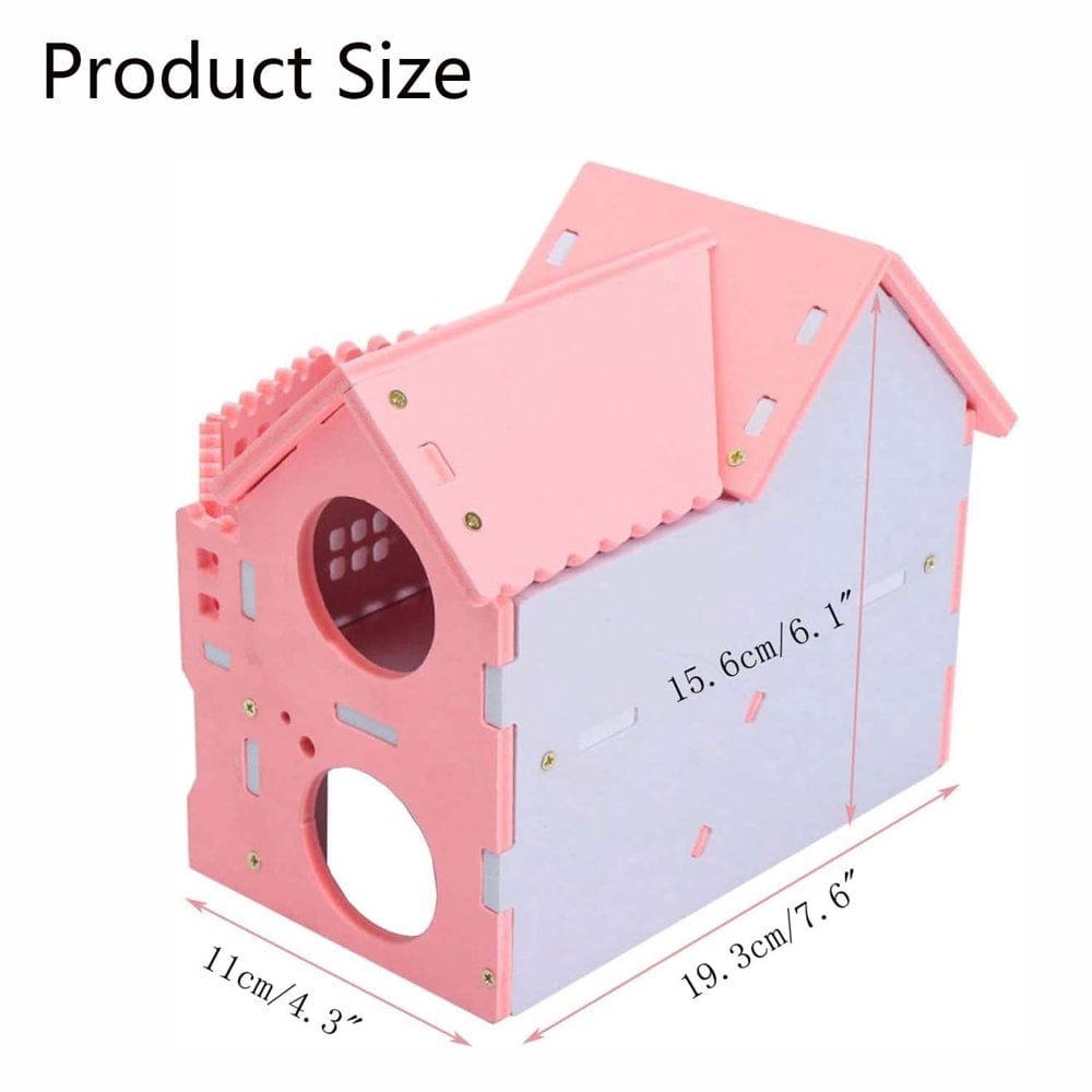 Wooden Hamster House - Pet Small Animal Hideout, Assemble Hamster Hut Villa, Cage Habitat Decor Accessories, Play Toys for Dwarf, Hedgehog, Syrian Hamster, Gerbils Mice Animals & Pet Supplies > Pet Supplies > Small Animal Supplies > Small Animal Habitats & Cages KOL PET   