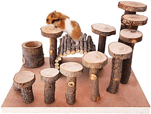 Wooden Hamster Platform Toy Chinchilla Activity Playground Stand Ladder Guinea Pigs Hideout Set Bridge Ramps Chew Toys for Mouse Dwarf Hamster Gerbil Rat Sugar Glider Syrian Hamster Small Animals Animals & Pet Supplies > Pet Supplies > Small Animal Supplies > Small Animal Habitat Accessories Tfwadmx   