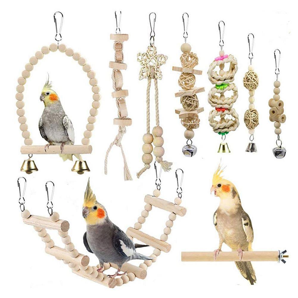 Wooden Parrot Stand Perch Bird Toy Combo Set Bird Cage Accessory Animals & Pet Supplies > Pet Supplies > Bird Supplies > Bird Cage Accessories Pwtool   