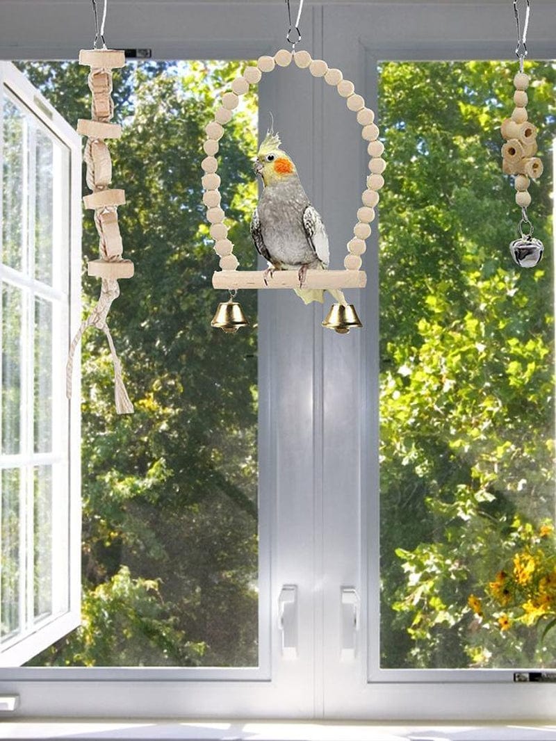 Wooden Parrot Stand Perch Bird Toy Combo Set Bird Cage Accessory Animals & Pet Supplies > Pet Supplies > Bird Supplies > Bird Cage Accessories Pwtool   