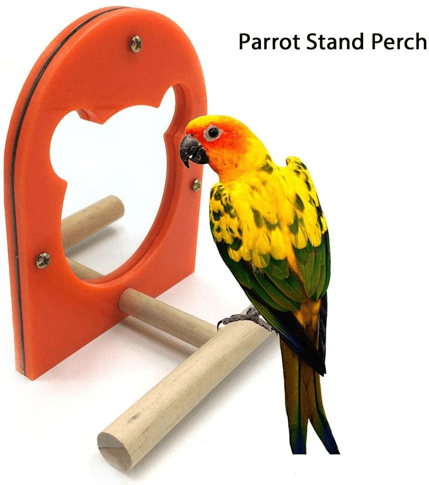 Wooden Parrot Stand Perch Rack, Wooden Parrot Playstand Bird Play Gym Ground Stand Rack with with Mirror Bird Playstand Toy Animals & Pet Supplies > Pet Supplies > Bird Supplies > Bird Gyms & Playstands Pssopp   