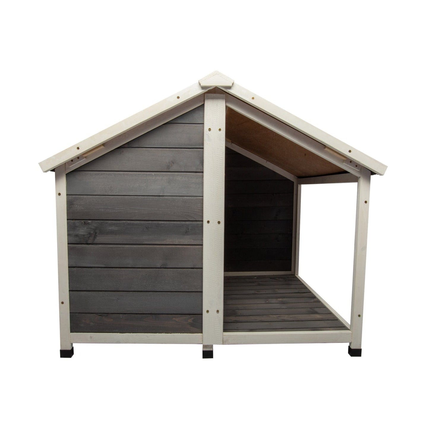 Wooden Pet House, Raised Dog Hutch with Spacious Porch & Separate Living Room, Wooden Puppy Dog House, Dog Enclosure (Grey,38.18 29.72 9.64 Inches) Animals & Pet Supplies > Pet Supplies > Dog Supplies > Dog Houses General   