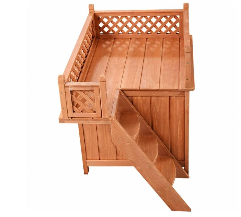 Wooden Puppy Pet Dog House Wood Room In/Outdoor Raised Roof Balcony Bed Shelter Animals & Pet Supplies > Pet Supplies > Dog Supplies > Dog Houses Zenaida Mart   