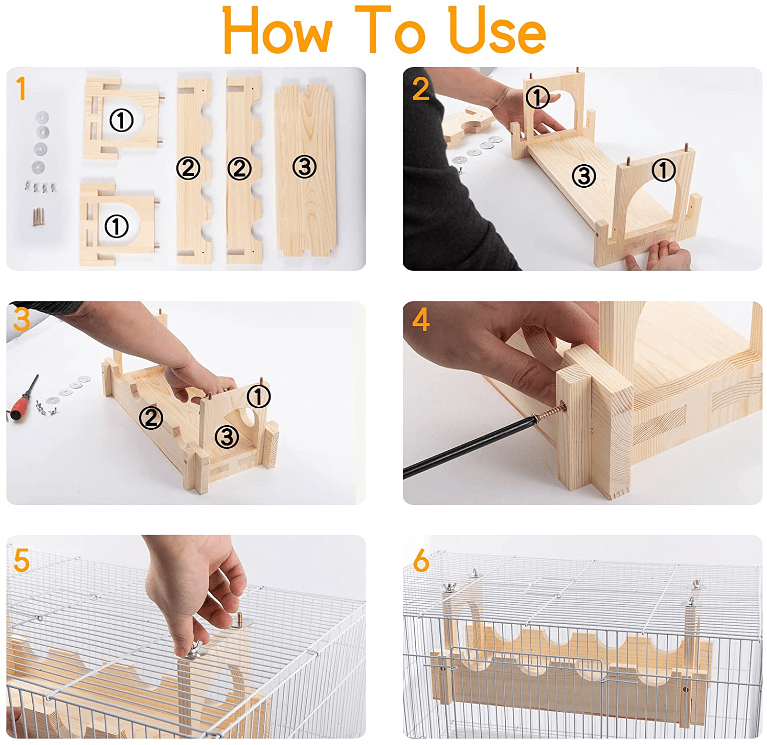 Wooden Small Pet Suspension Bridge - Small Animal Wood Habitat Bridge Chinchilla Cage Toys Hanging Wooden Bridge Sturdy and Durable, Easy to Install for Hamster Chinchilla and Small Rats Animals & Pet Supplies > Pet Supplies > Small Animal Supplies > Small Animal Habitat Accessories MEWTOGO   