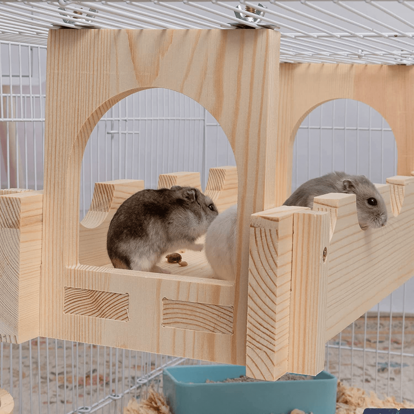 Wooden Small Pet Suspension Bridge - Small Animal Wood Habitat Bridge Chinchilla Cage Toys Hanging Wooden Bridge Sturdy and Durable, Easy to Install for Hamster Chinchilla and Small Rats Animals & Pet Supplies > Pet Supplies > Small Animal Supplies > Small Animal Habitat Accessories MEWTOGO   