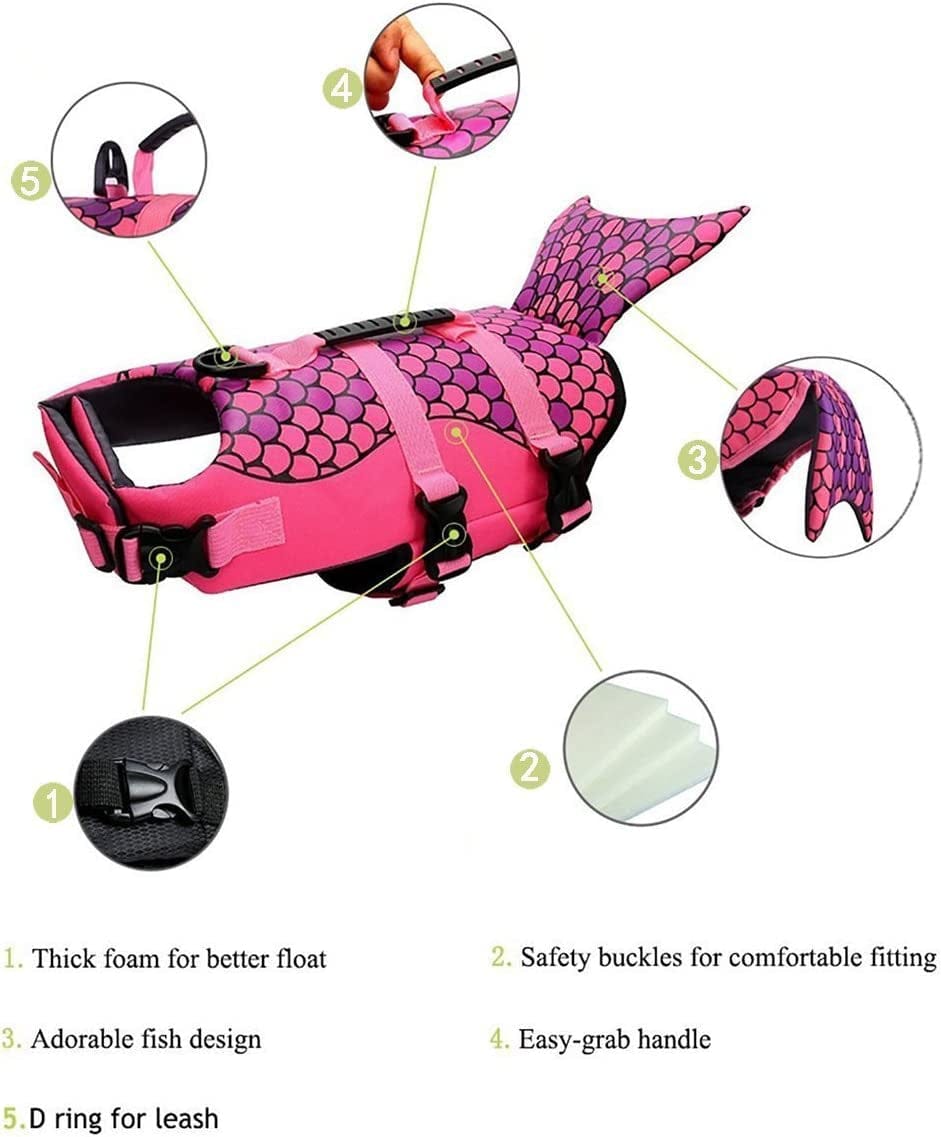 Wopet Dog Life Jacket Size Adjustable Dog Lifesaver Safety Vest (S, Pink) Animals & Pet Supplies > Pet Supplies > Dog Supplies > Dog Apparel WOpet   