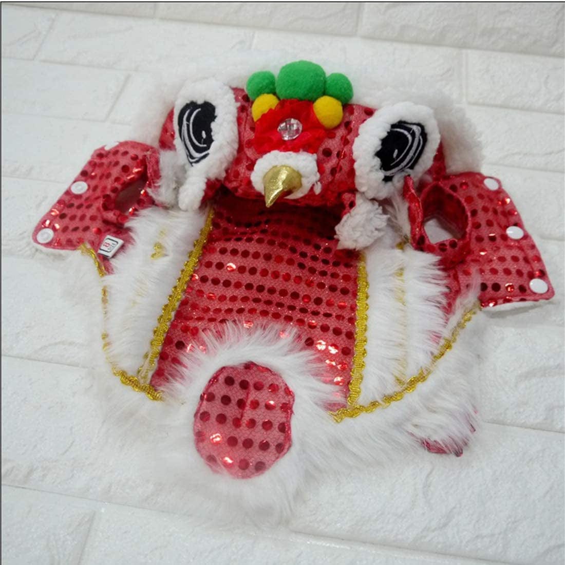 WORDERFUL Dog Costume Cute Lion Dance Pet Costume with Red Sequins New Year Cat Dog Clothes Hoodies Coat for Small Dogs (22, Red) Animals & Pet Supplies > Pet Supplies > Dog Supplies > Dog Apparel WORDERFUL   