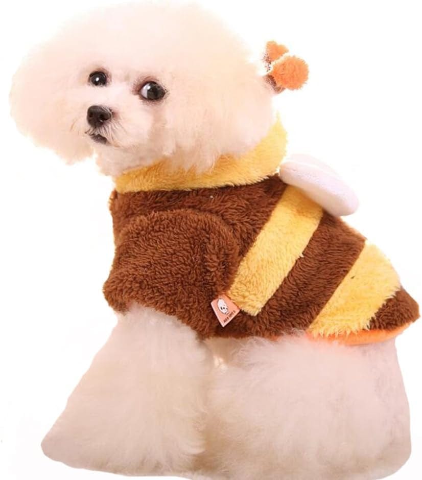 WORDERFUL Pet Winter Coat Bee Costume Dog Warm Fleece Outfit Cat Cold Weather Warm Coat Clothes for Small and Medium Dog (L) Animals & Pet Supplies > Pet Supplies > Dog Supplies > Dog Apparel WORFERFUL Large  