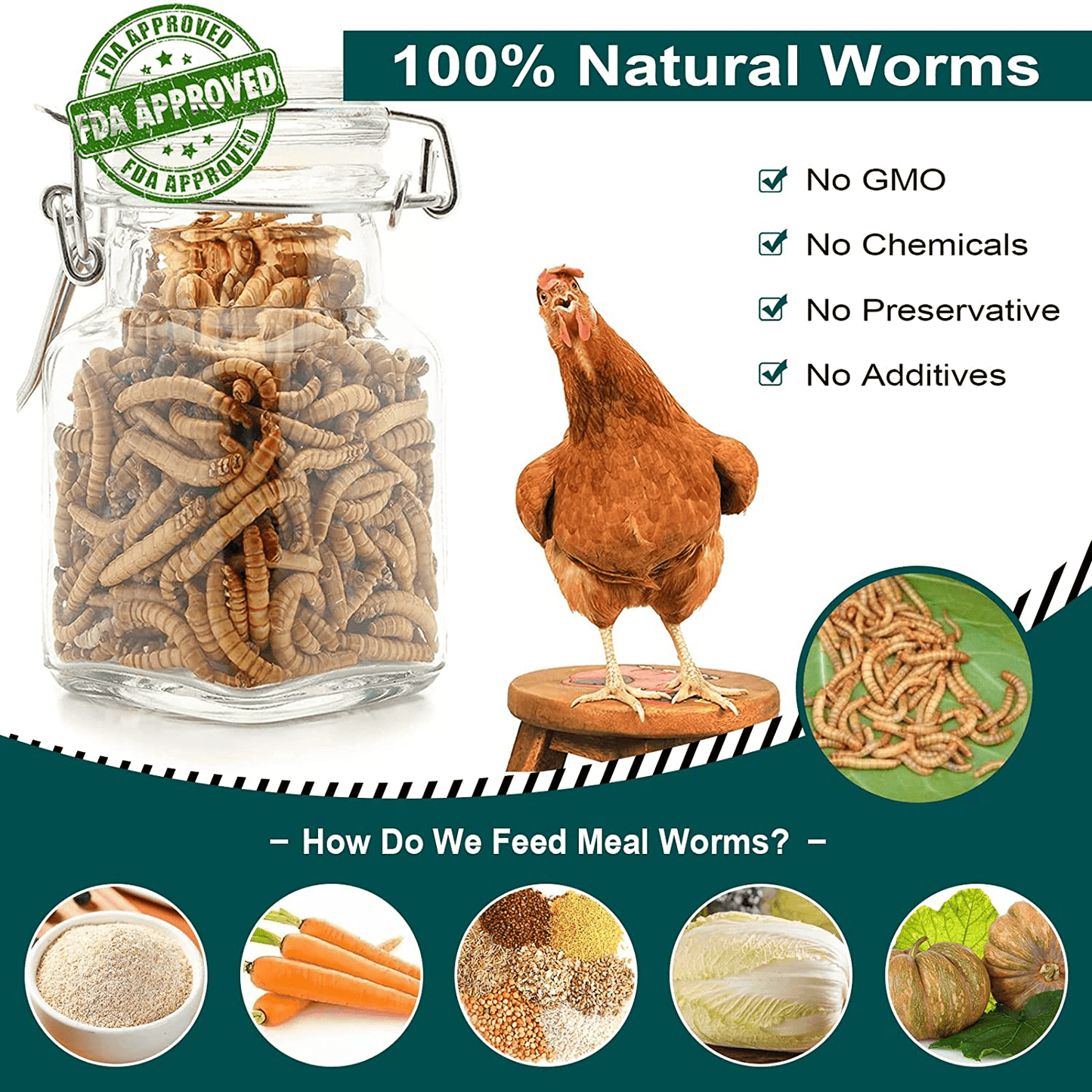 WORKPOINT Non-Gmo Dried Mealworms or Black Soldier Fly Larvae, 100% Non-Gmo Natural High-Protein, Treats for Chicken, Fish, Wild Birds, Bird Food, BSF Larvae Treats for Hens, Ducks Animals & Pet Supplies > Pet Supplies > Bird Supplies > Bird Treats WORKPOINT   