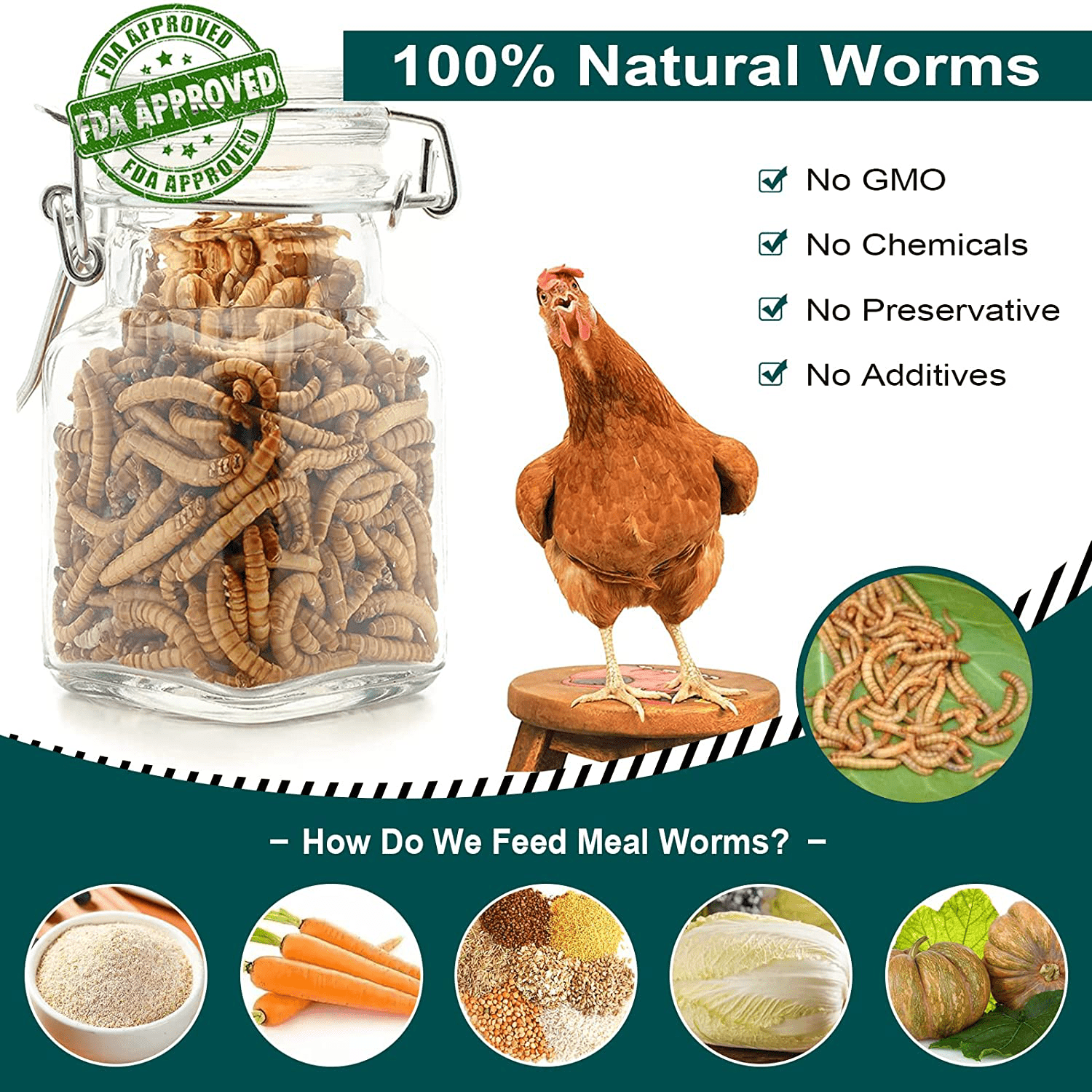 WORKPOINT Non-Gmo Dried Mealworms or Black Soldier Fly Larvae, 100% Non-Gmo Natural High-Protein, Treats for Chicken, Fish, Wild Birds, Bird Food, BSF Larvae Treats for Hens, Ducks Animals & Pet Supplies > Pet Supplies > Bird Supplies > Bird Treats WORKPOINT   