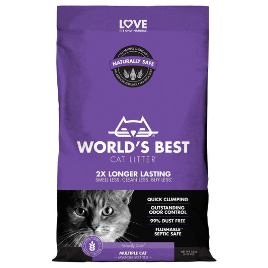 World'S Best Cat Litter Multiple Cat Clumping Formula, Lavender Scented, 15 Lb Animals & Pet Supplies > Pet Supplies > Cat Supplies > Cat Litter Kent Nutrition Group, Inc. 15 lbs  