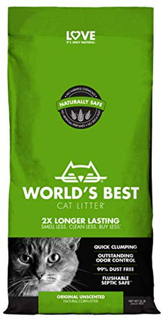 WORLD'S BEST CAT LITTER Original Unscented, 32-Pounds Animals & Pet Supplies > Pet Supplies > Cat Supplies > Cat Litter Kent Pet Group   