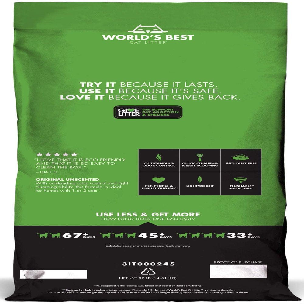 World'S Best Cat Litter, Scented Clumping Litter Formula for Multiple Cats, 28-Pounds Animals & Pet Supplies > Pet Supplies > Cat Supplies > Cat Litter World's Best Cat Litter   