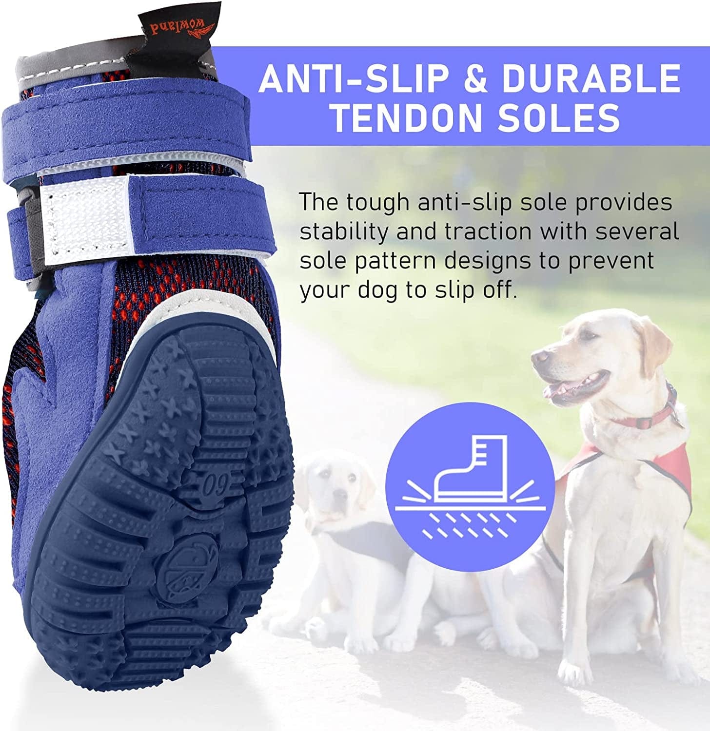 WOWLAND Dog Shoes for Large Medium Small Dogs - Dog Boots for Winter Snow Hot Pavement with Anti-Slip Sole, Sports Breathable Dog Booties Paw Protectors for Hiking Walking, Orange, 4PCS Animals & Pet Supplies > Pet Supplies > Dog Supplies > Dog Apparel WOWLAND   