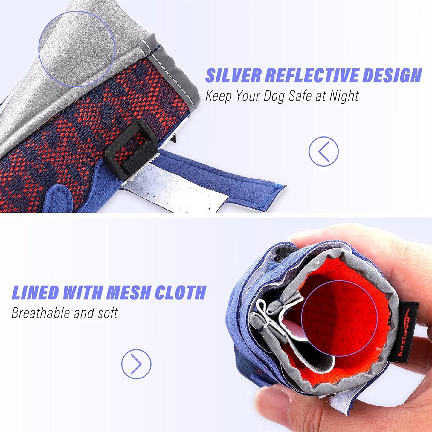 WOWLAND Dog Shoes for Large Medium Small Dogs - Dog Boots for Winter Snow Hot Pavement with Anti-Slip Sole, Sports Breathable Dog Booties Paw Protectors for Hiking Walking, Orange, 4PCS Animals & Pet Supplies > Pet Supplies > Dog Supplies > Dog Apparel WOWLAND   