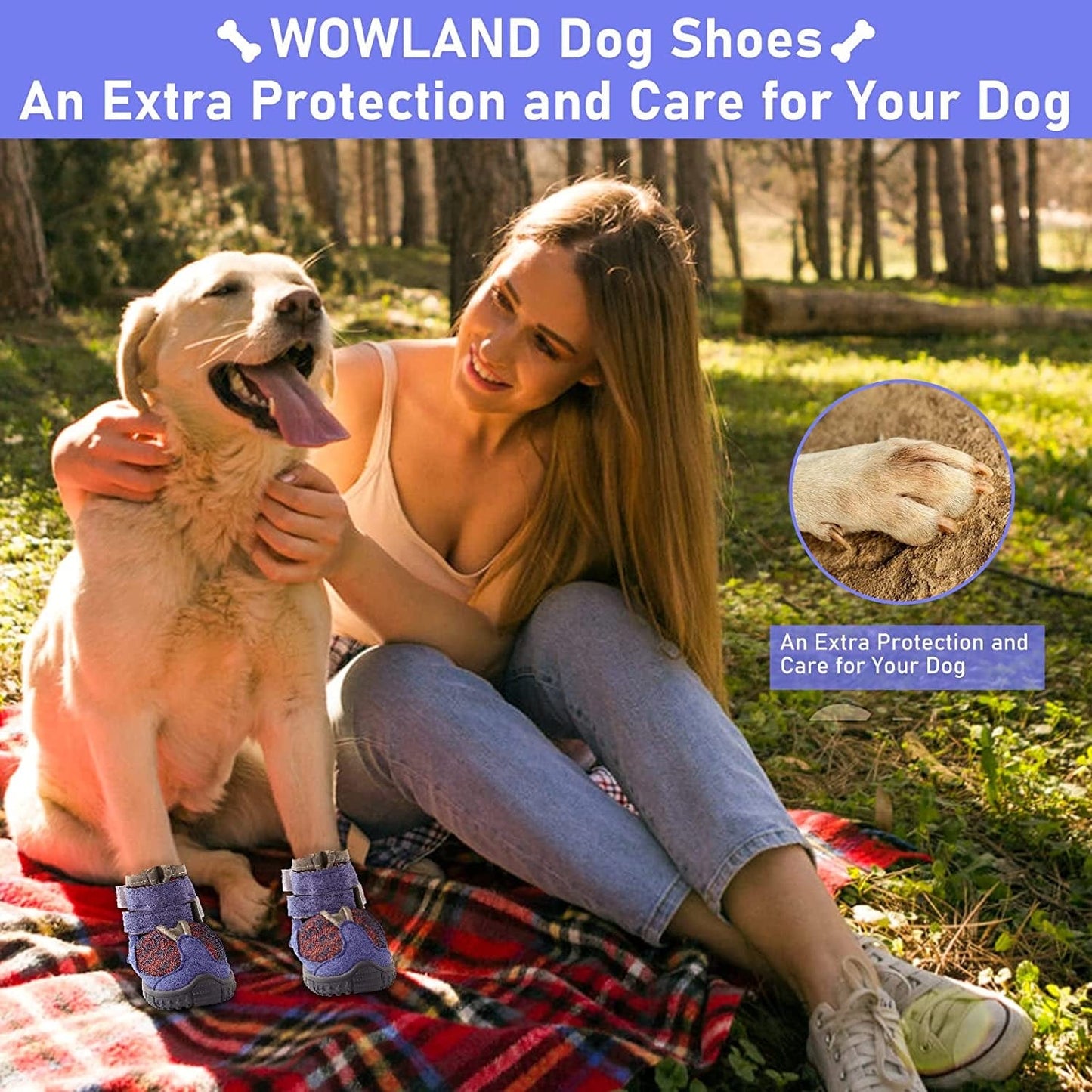 WOWLAND Dog Shoes for Large Medium Small Dogs - Dog Boots for Winter Snow Hot Pavement with Anti-Slip Sole, Sports Breathable Dog Booties Paw Protectors for Hiking Walking, Orange, 4PCS Animals & Pet Supplies > Pet Supplies > Dog Supplies > Dog Apparel WOWLAND   