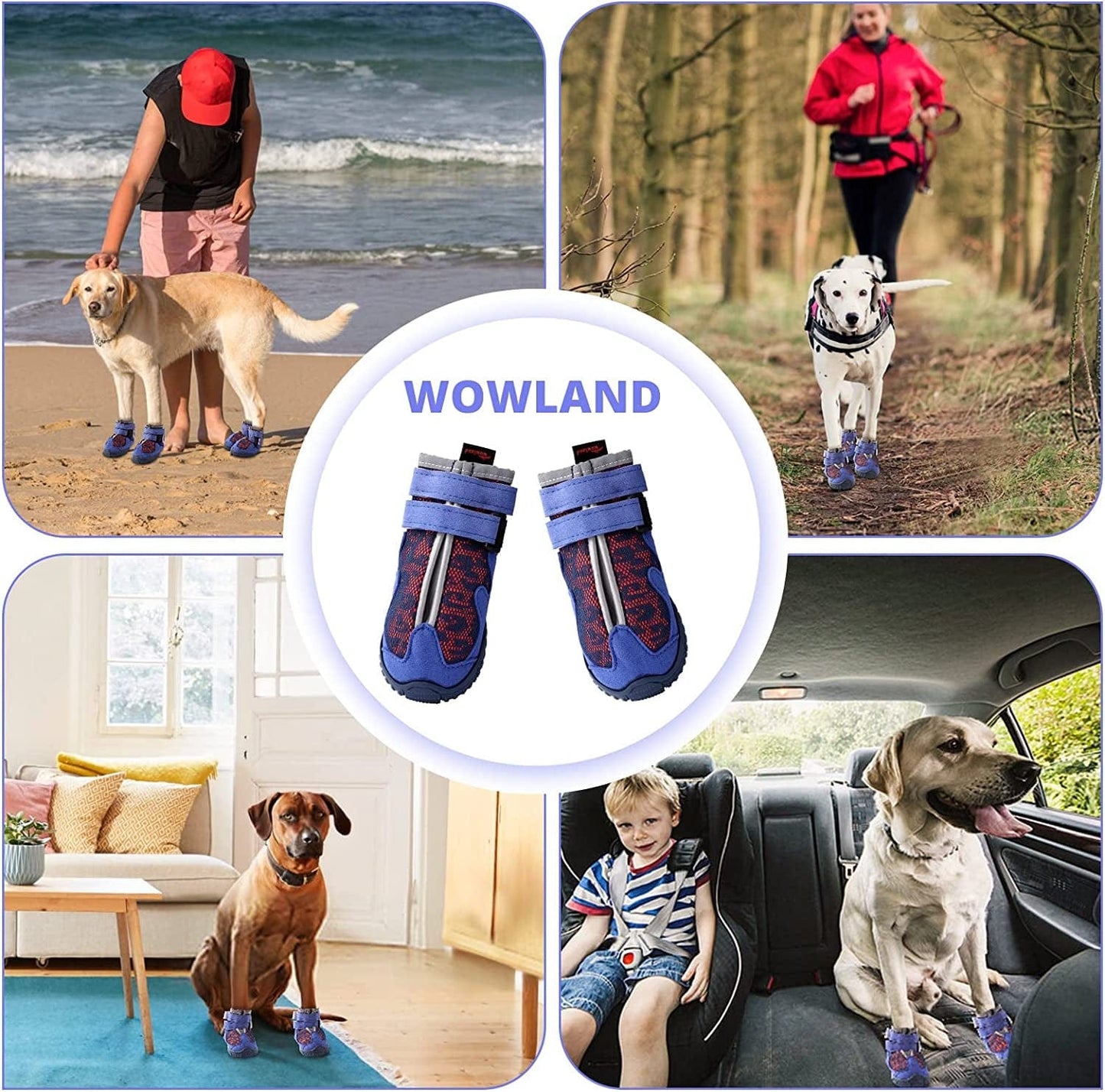 WOWLAND Dog Shoes for Large Medium Small Dogs - Dog Boots for Winter Snow Hot Pavement with Anti-Slip Sole, Sports Breathable Dog Booties Paw Protectors for Hiking Walking, Orange, 4PCS Animals & Pet Supplies > Pet Supplies > Dog Supplies > Dog Apparel WOWLAND   