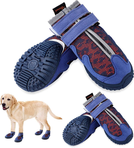 WOWLAND Dog Shoes for Large Medium Small Dogs - Dog Boots for Winter Snow Hot Pavement with Anti-Slip Sole, Sports Breathable Dog Booties Paw Protectors for Hiking Walking, Orange, 4PCS Animals & Pet Supplies > Pet Supplies > Dog Supplies > Dog Apparel WOWLAND Dog Shoes-Orange S3: About 1.97 x 1.73 inches (L x W) 