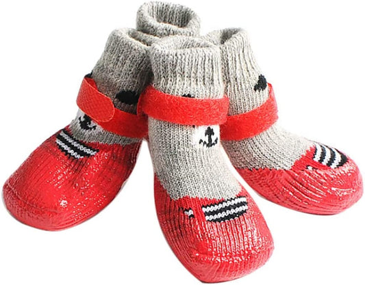 Wpop59Ne Dog Shoes Dog Puppy Cat Pet Shoes 4Pcs/Set Outdoor Indoor Anti-Slip Silicone Sole Pet Dog Puppy Cat Boots Socks Red S Animals & Pet Supplies > Pet Supplies > Dog Supplies > Dog Apparel wpOP59NE   