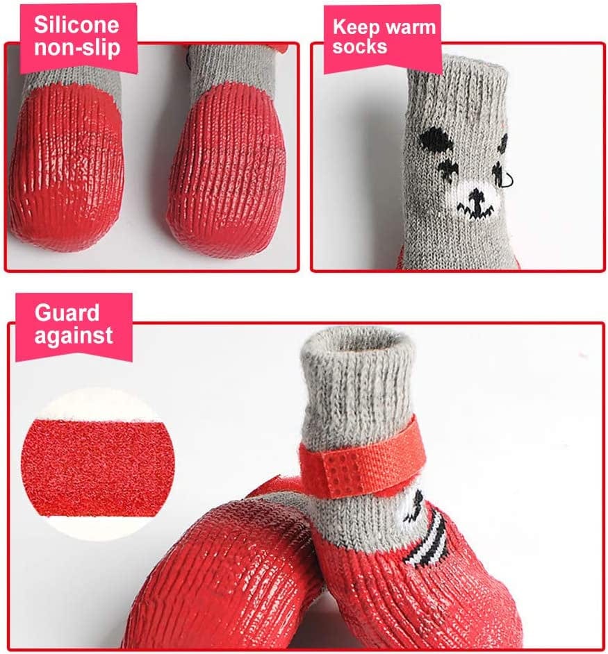 Wpop59Ne Dog Shoes Dog Puppy Cat Pet Shoes 4Pcs/Set Outdoor Indoor Anti-Slip Silicone Sole Pet Dog Puppy Cat Boots Socks Red S Animals & Pet Supplies > Pet Supplies > Dog Supplies > Dog Apparel wpOP59NE   