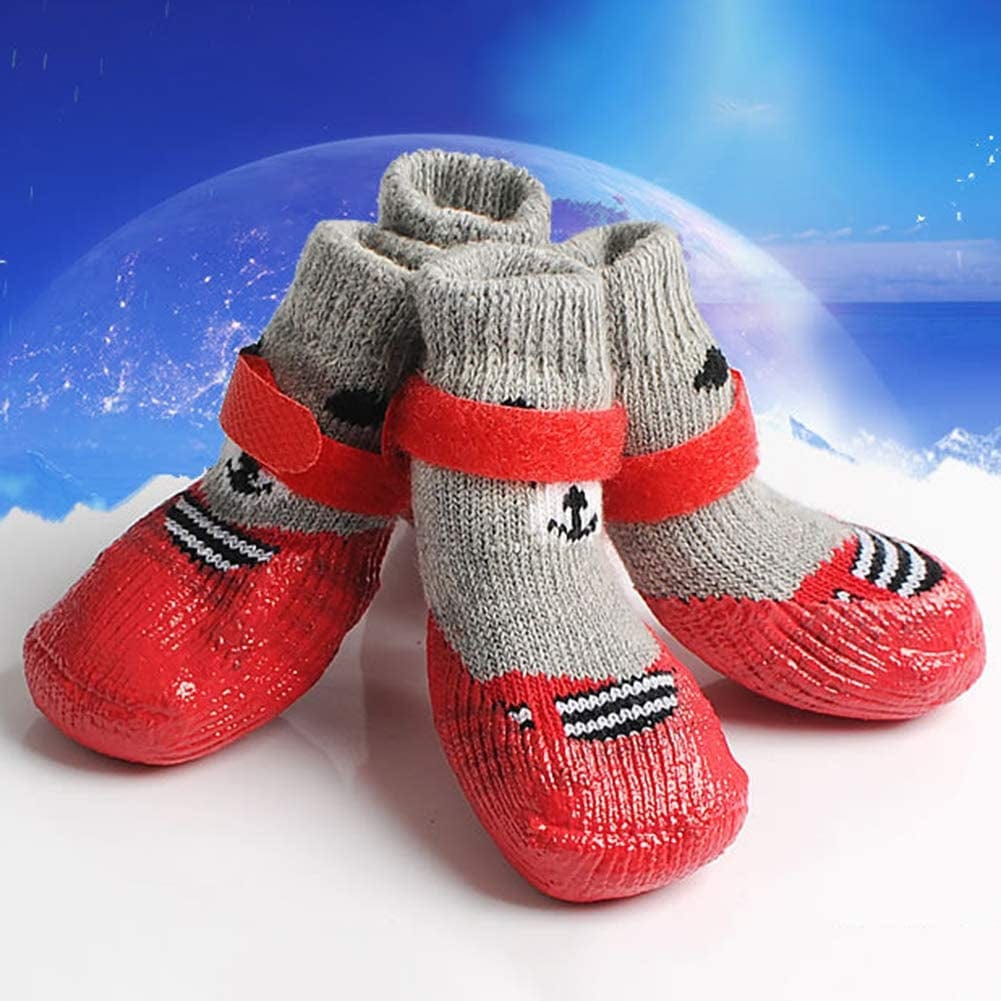 Wpop59Ne Dog Shoes Dog Puppy Cat Pet Shoes 4Pcs/Set Outdoor Indoor Anti-Slip Silicone Sole Pet Dog Puppy Cat Boots Socks Red S Animals & Pet Supplies > Pet Supplies > Dog Supplies > Dog Apparel wpOP59NE   