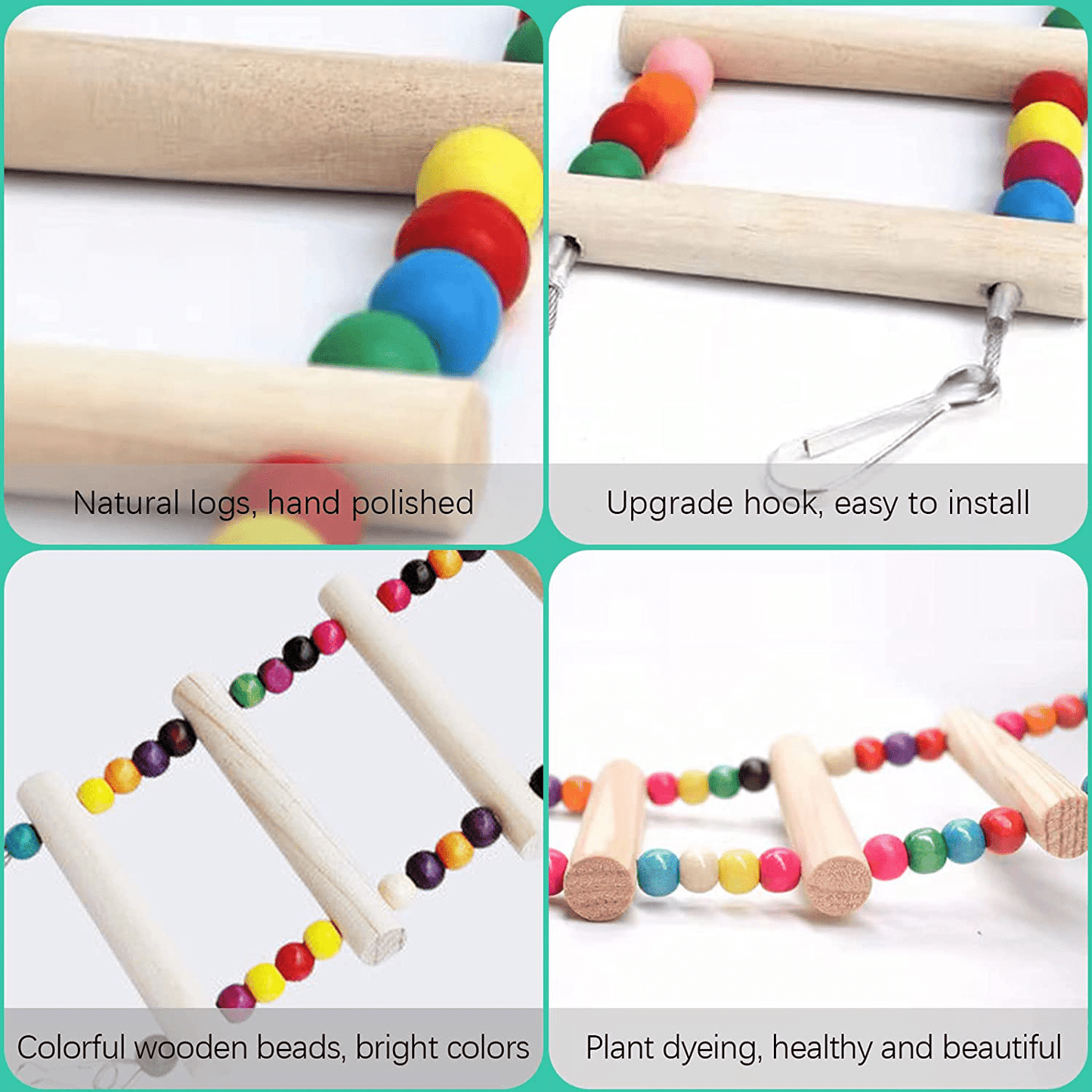 WUMUGE Bird Ladder Toys, Flexible and Bendable Bird Decorated with Rainbow Ladder Birdcage Accessories Swing Chewing Toys Bird Toys for Parakeets